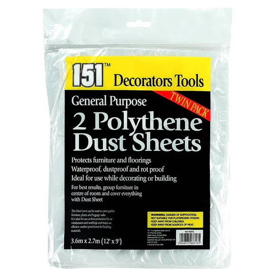151 Decorators Tools Polythene Dust Sheets Twin Pack.