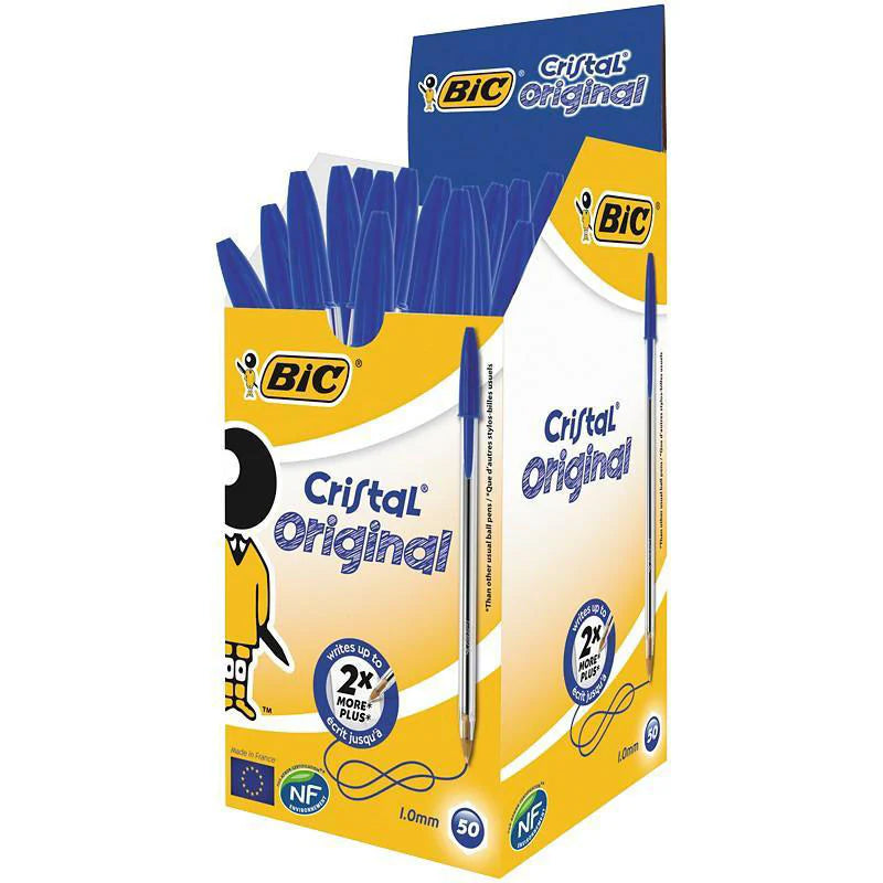 BiC Ballpoint Pen Cristal Original Blue Fine 50 Pack.