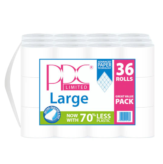 PPC Large White Quality Toilet Paper 36 Roll Value Pack