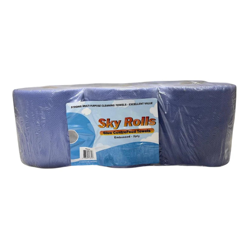 Sky. Blue Extra Value Centrefeed Paper Rolls 6 Pack