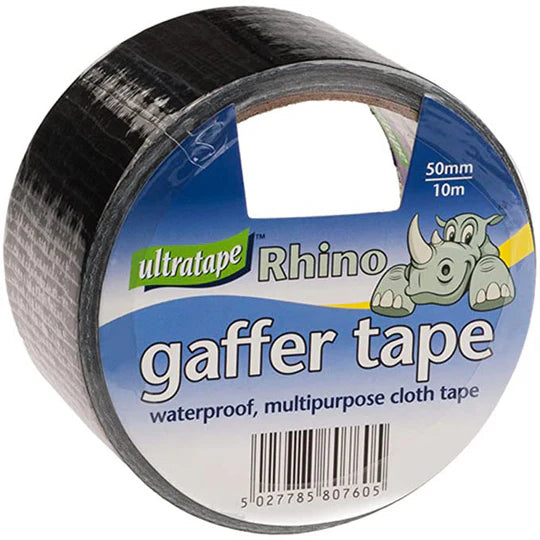 Ultratape Rhino Gaffer Cloth Tape Black 50mm x 10m - Case of 6