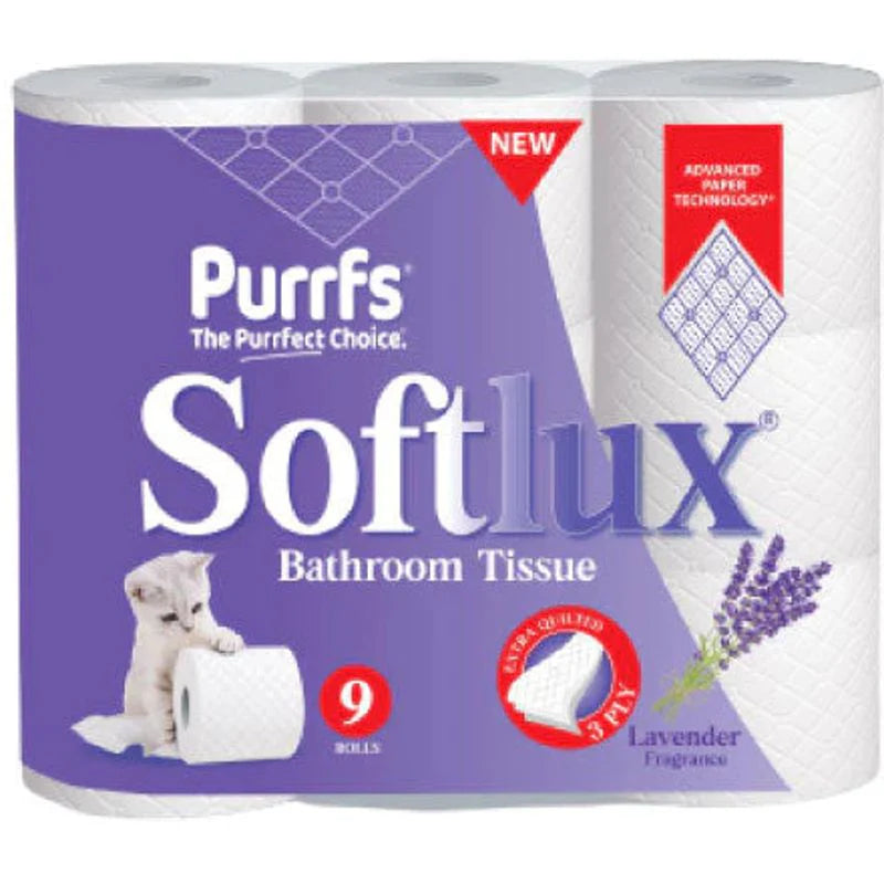 Purrfs Softlux Toilet Paper 9 Pack Lavender - Case of 5