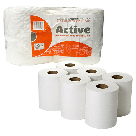White Centre Feed Rolls - Pack Of 6