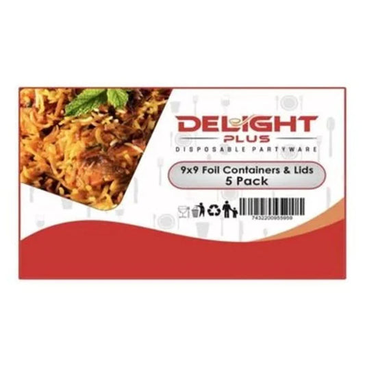 Delight Plus Foil Containers With Lids 9x9 5 Pack