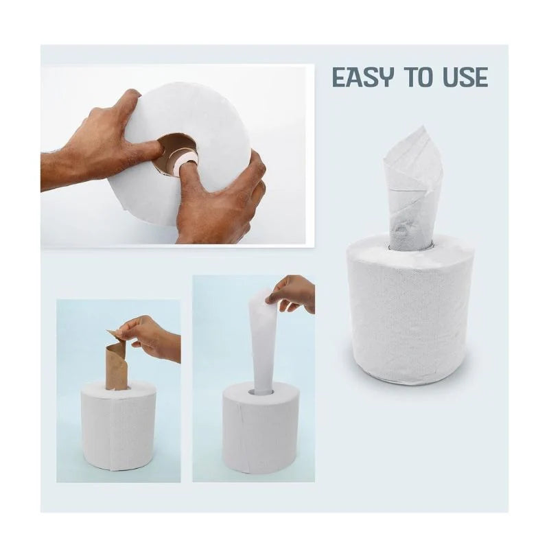 Epp Heavy Duty White Centrefeed Paper Tissue 6 Roll Pack