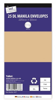 JUST - Manila Envelopes DL Peel & Seal 25 Pack