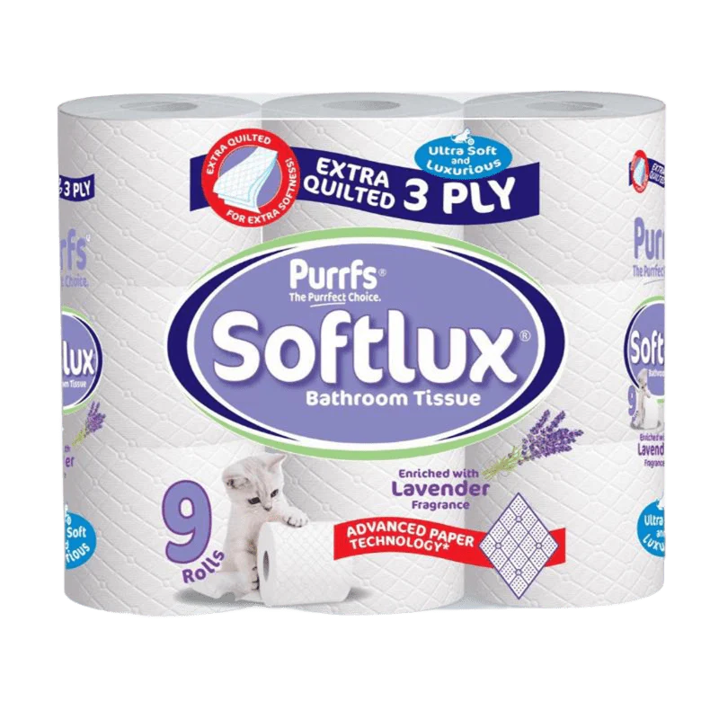 Purrfs Softlux Toilet Paper 9 Pack Lavender - Case of 5