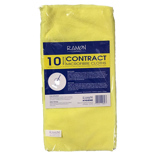 Ramon Contract Microfibre Cloths Yellow 10 Pack.