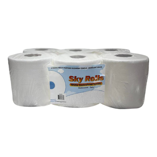Sky Rolls White Extra Value Centrefeed Paper 6 Pack