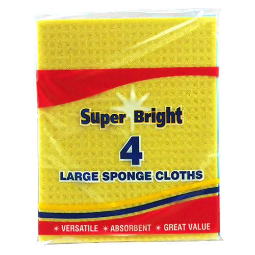 Super Bright Sponge Cloths 4 Pack Large - Case of 10